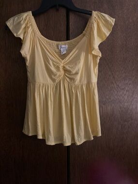 Yellow Flutter Sleeve Women’s Top by